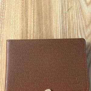 Louis Vuitton Tan Brown Textured Leather Card Wallet unisex
